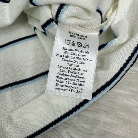 Everlane Women's NWT White Blue Striped The Organic Cotton Crew Neck Tee S/C34 - Picture 10 of 13